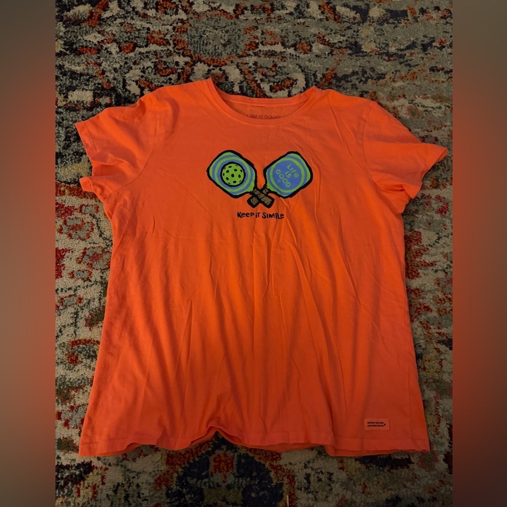 Life is Good mango orange keep it simple pickleball Tee Shirt never worn XXL - Picture 2 of 4